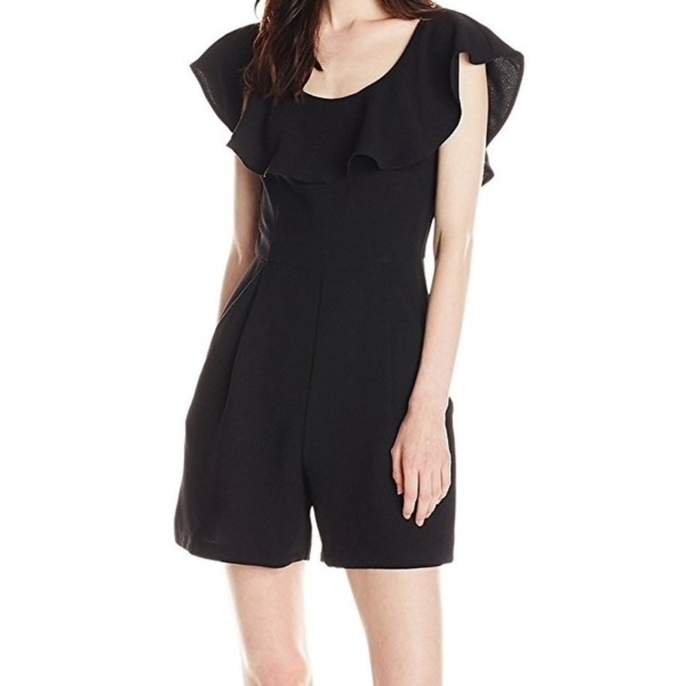 French Connection Ruffle Romper Size 4 Black